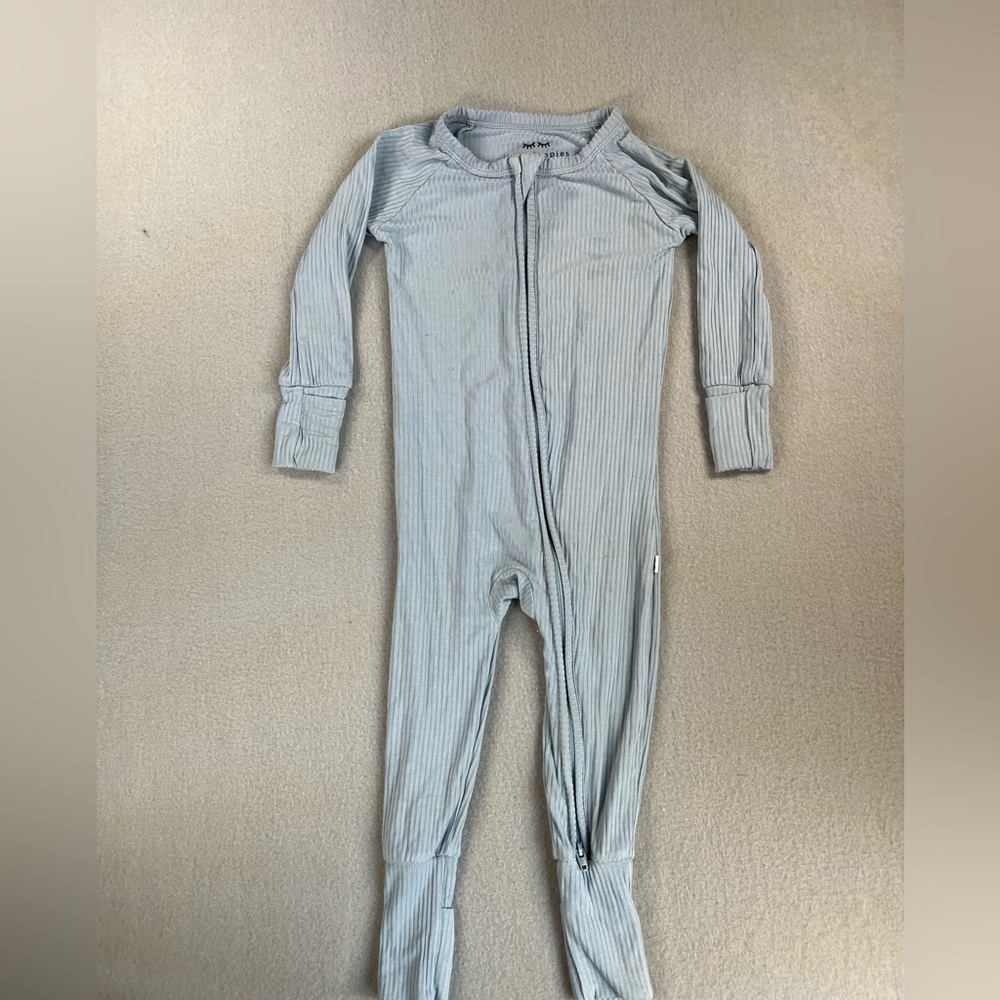 Little Sleepies Light Blue 6-12 Month Bamboo Zipper